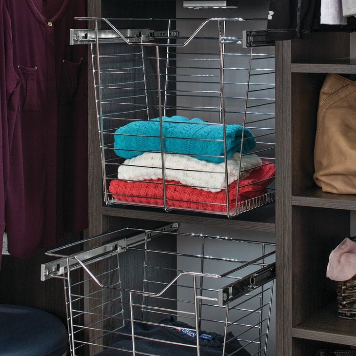 Wire closet basket, with full extension slides