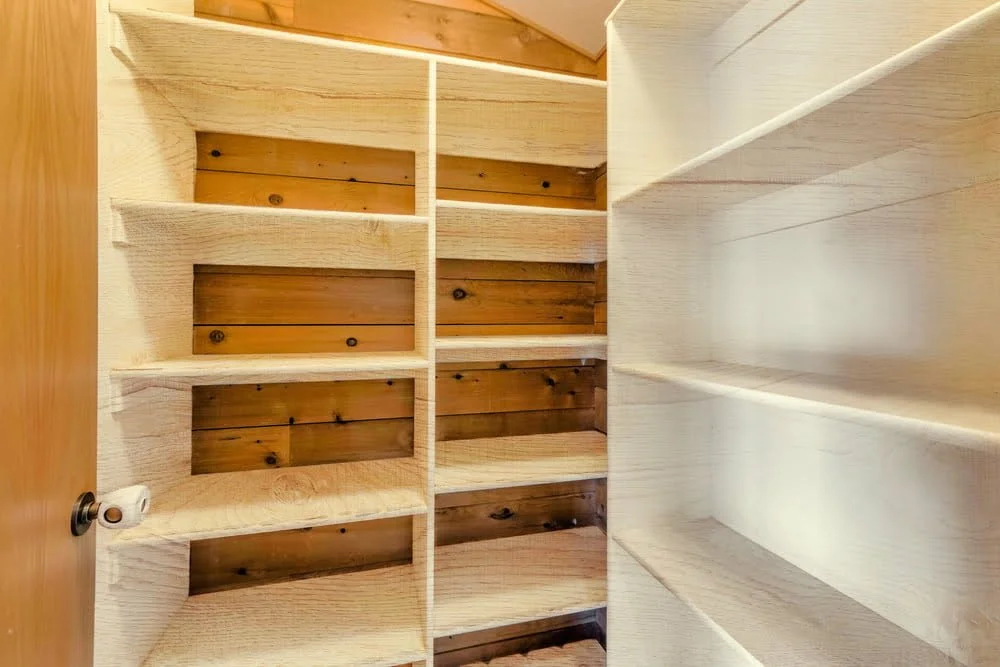 Wooden pantry shelves