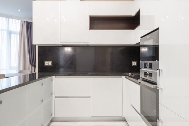 Black and white modern luminous kitchen