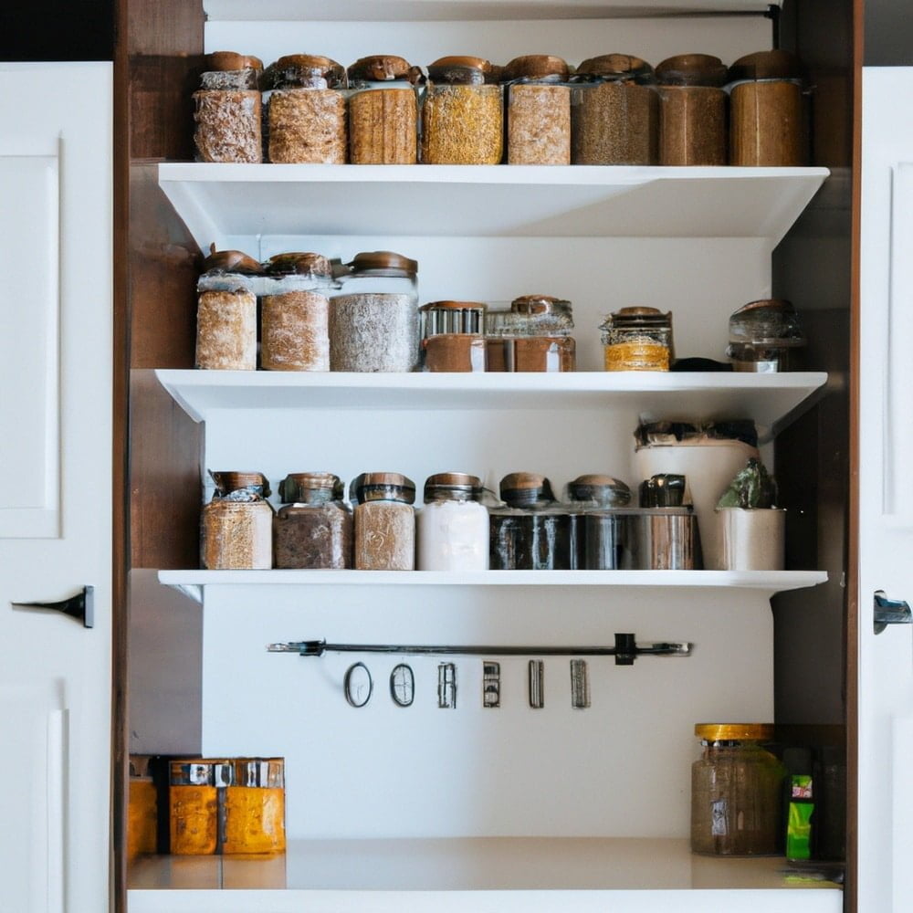 White pantry cabinet with open shelves