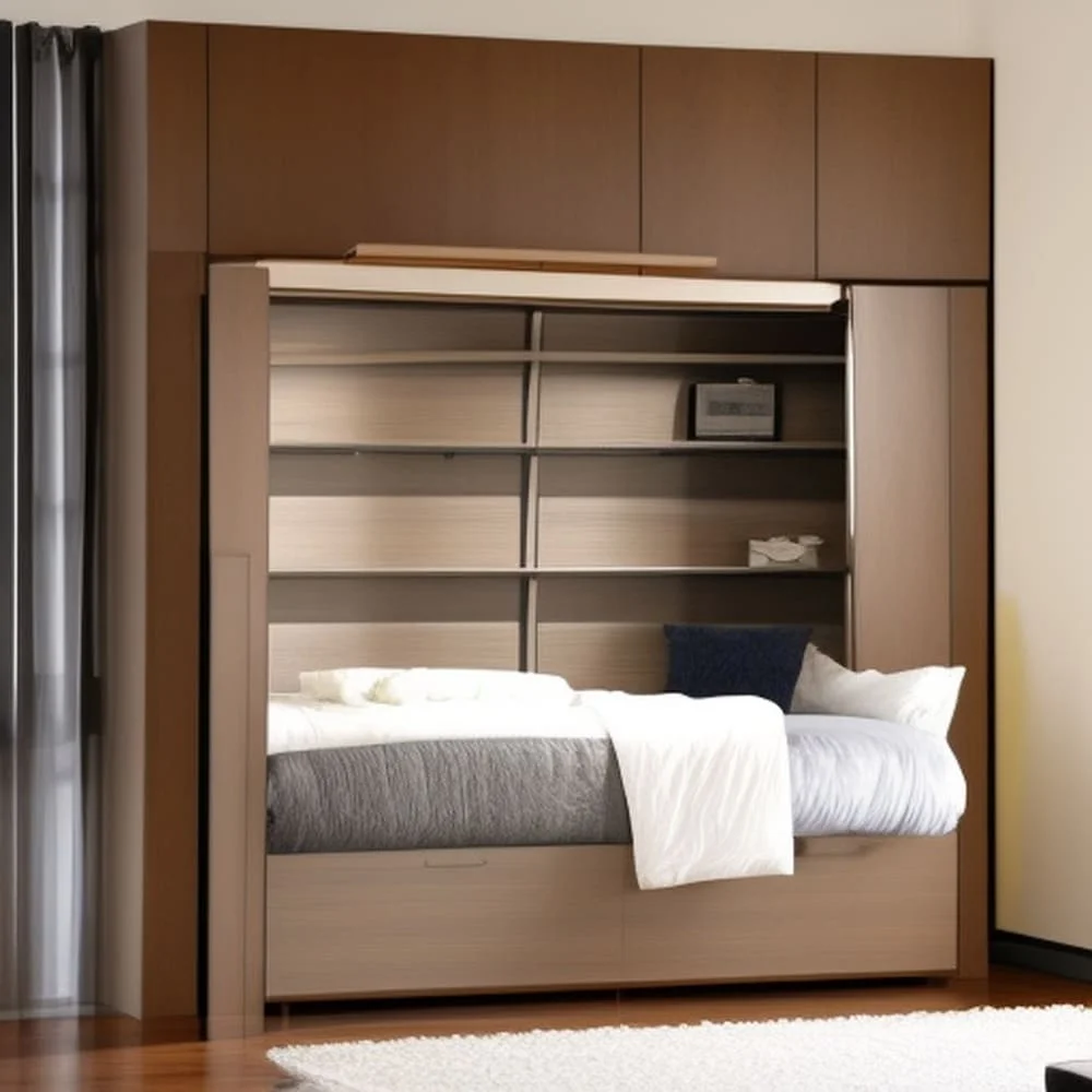 The Ultimate Murphy Bed Size Guide: How to Choose the Perfect Fit for Your Space 1 Built in murphy bed closet and shelves folded out bed