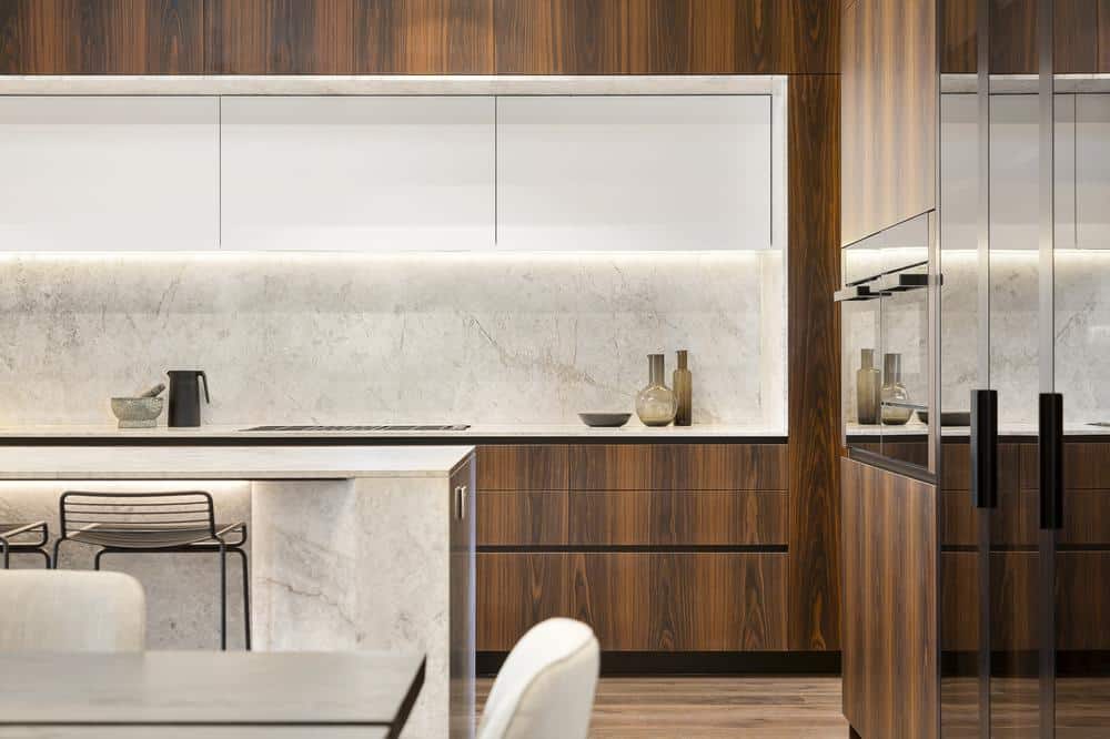 Corner of a modern and luxurious kitchen counter