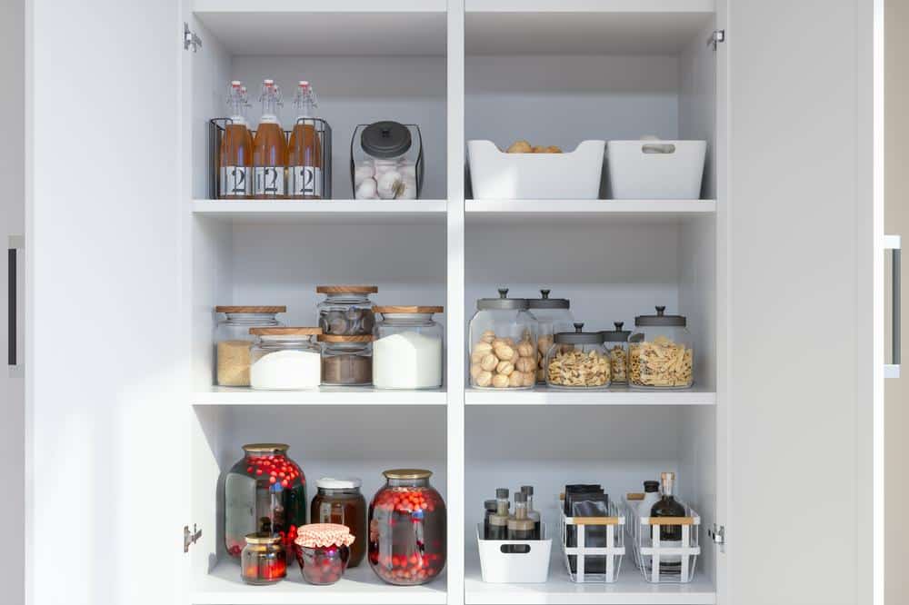 White pantry cabinet shelf