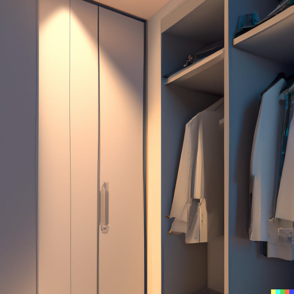 Small closet with dim light