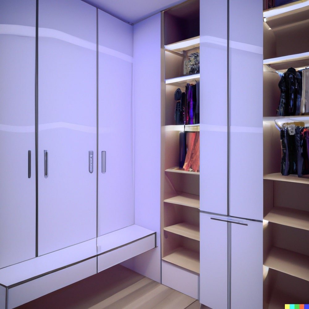 Walk-in closet with led lighting
