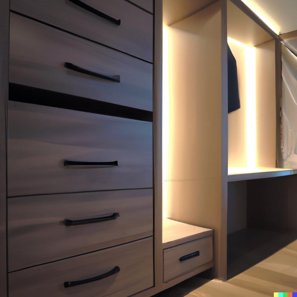 Reach-in closet with led lights