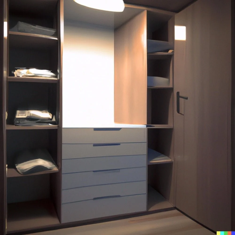 Small wooden closet with lighting
