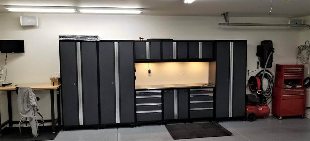 Black custom garage cabinets