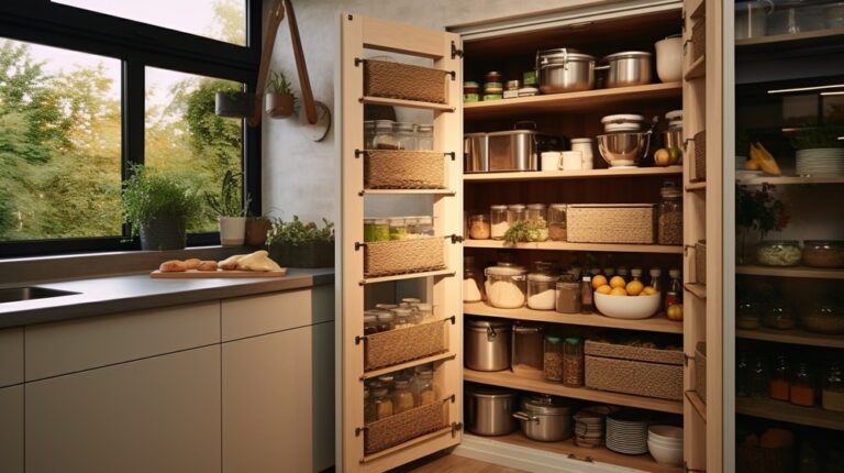 Small pantry cabinet in a modern kitchen
