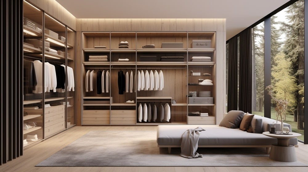 Scabdinavian style l-shaped closet systems