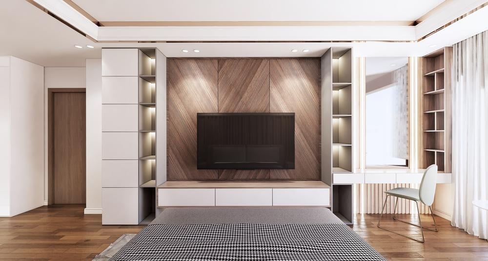Modern bedroom with luxury tv unit