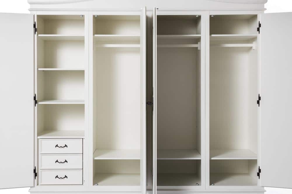 White classic style wardrobe closet empty